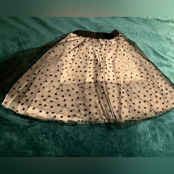 Freckles Brand Tulle Polka Dot Skirt Black Gray White Medium - Picture 1 of 7
